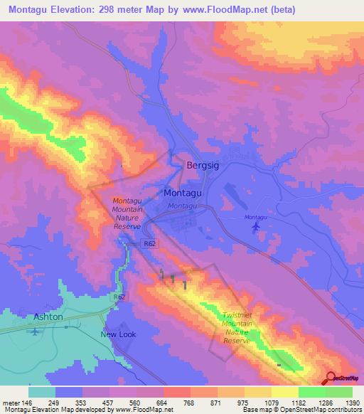 Montagu,South Africa Elevation Map
