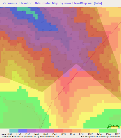 Zarkamus,Iran Elevation Map