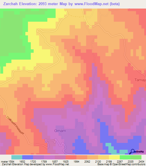 Zarchah,Iran Elevation Map
