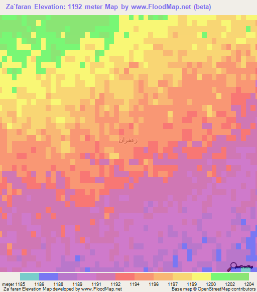 Za`faran,Iran Elevation Map