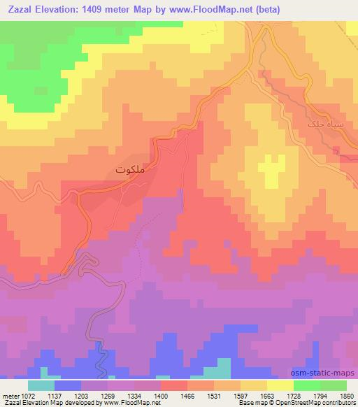 Zazal,Iran Elevation Map