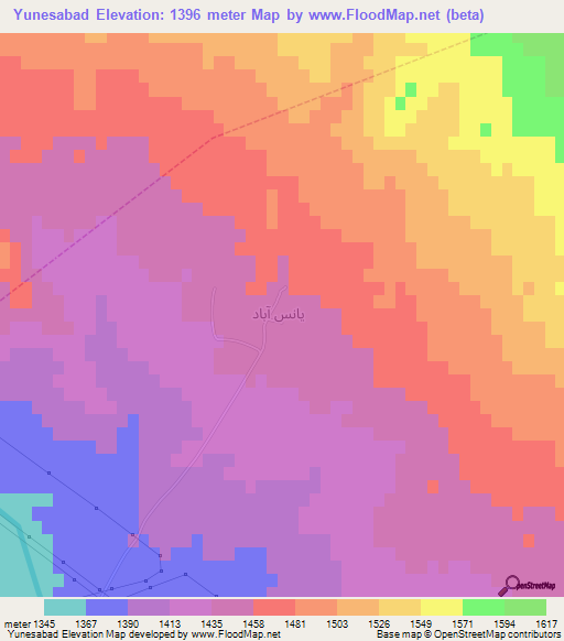 Yunesabad,Iran Elevation Map
