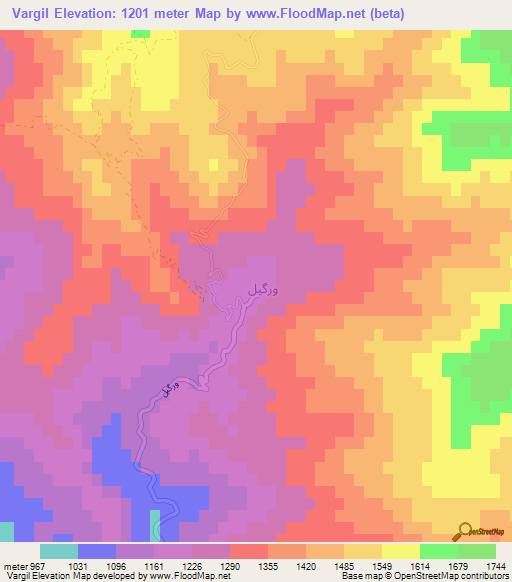 Vargil,Iran Elevation Map