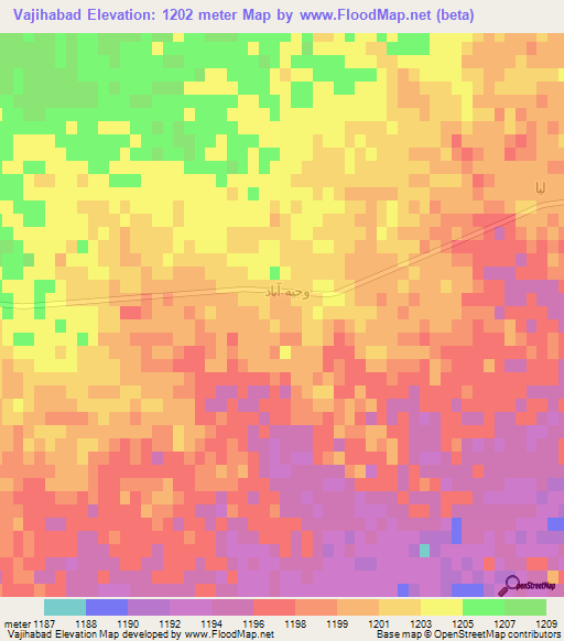 Vajihabad,Iran Elevation Map