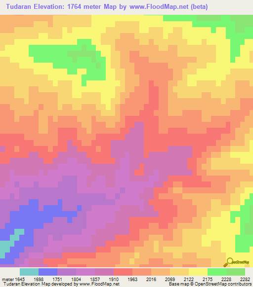 Tudaran,Iran Elevation Map