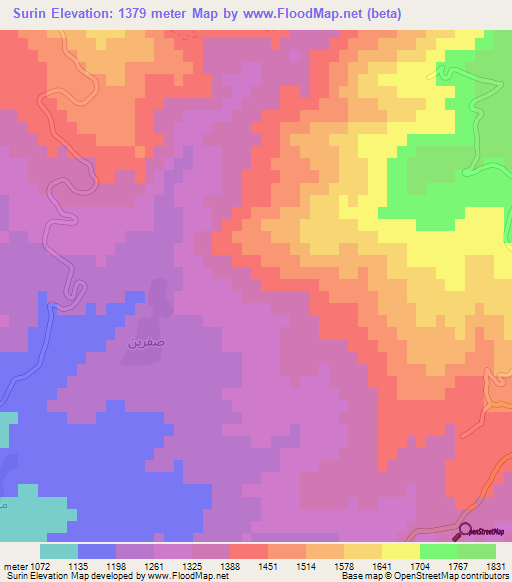 Surin,Iran Elevation Map