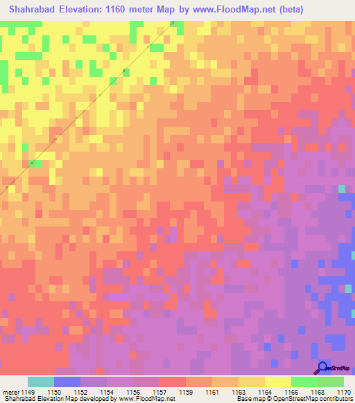 Shahrabad,Iran Elevation Map