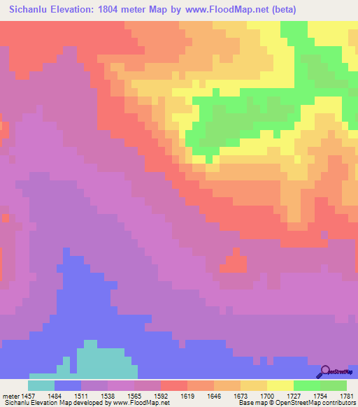 Sichanlu,Iran Elevation Map