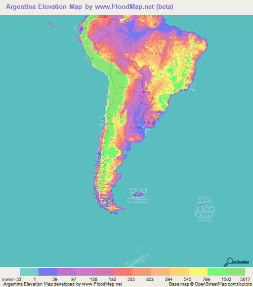 Argentina Elevation Map