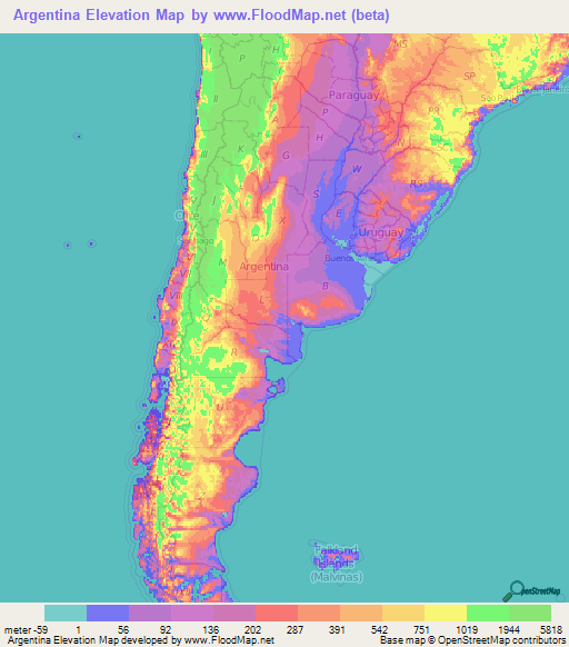Argentina Elevation Map