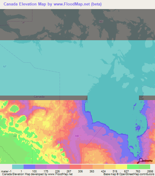 Canada Elevation Map