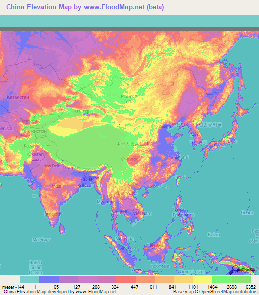 China Elevation Map