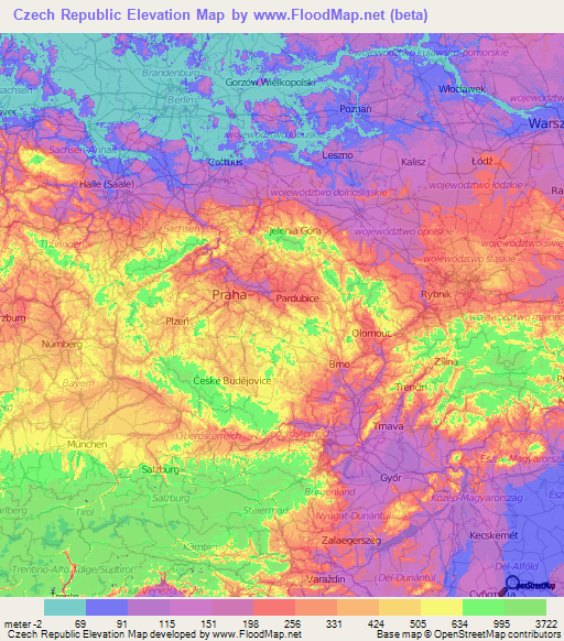 Czech Republic Elevation Map