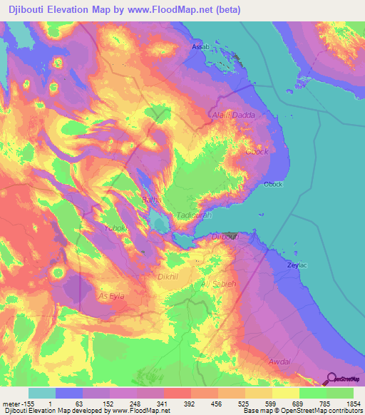 Djibouti Elevation Map