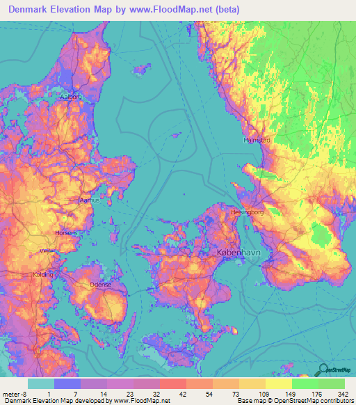 Denmark Elevation Map