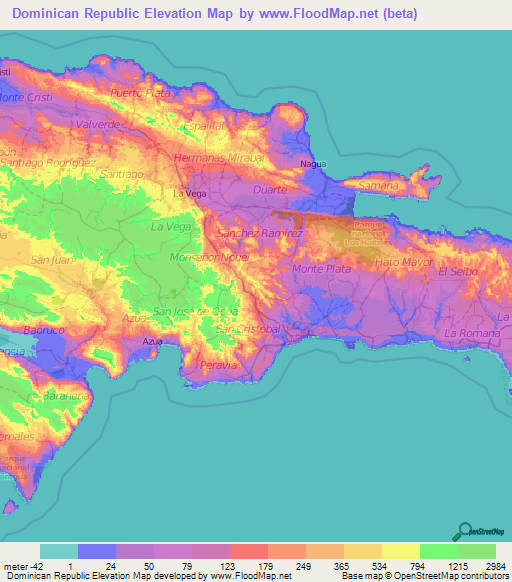 Dominican Republic Elevation Map