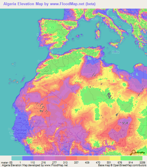 Algeria Elevation Map