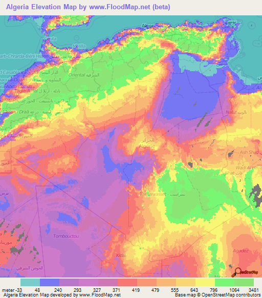 Algeria Elevation Map