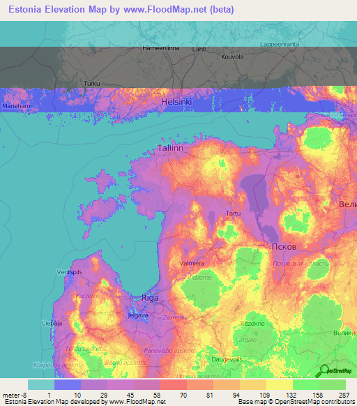 Estonia Elevation Map