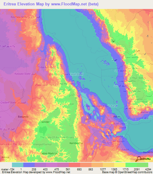 Eritrea Elevation Map