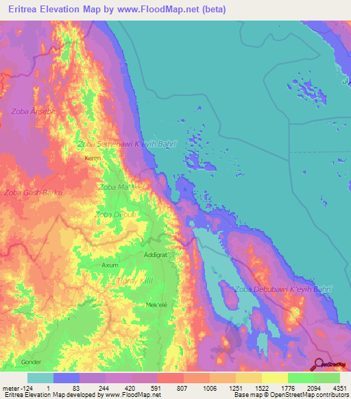 Eritrea Elevation Map