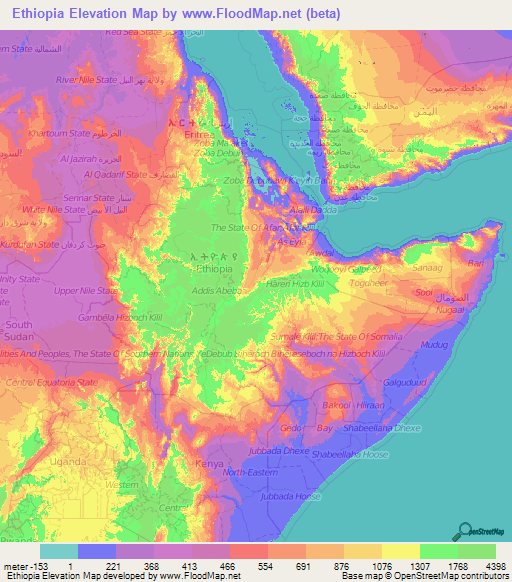 Ethiopia Elevation Map