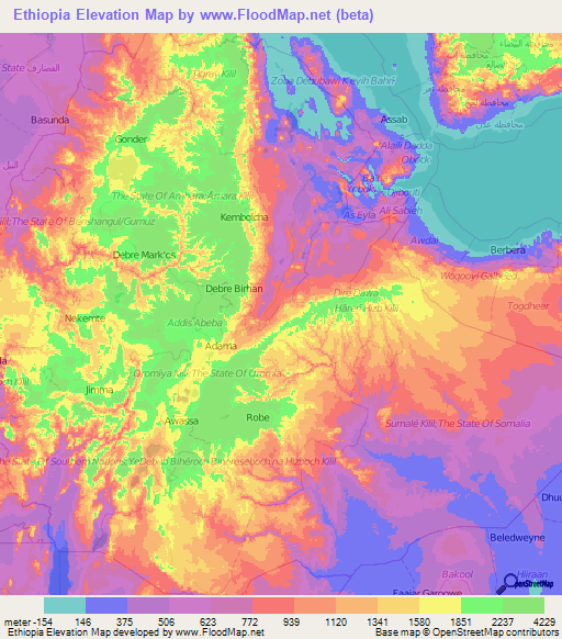 Ethiopia Elevation Map