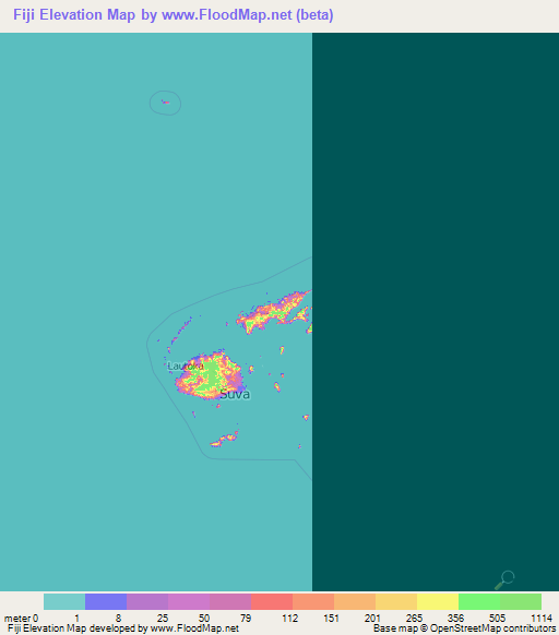 Fiji Elevation Map