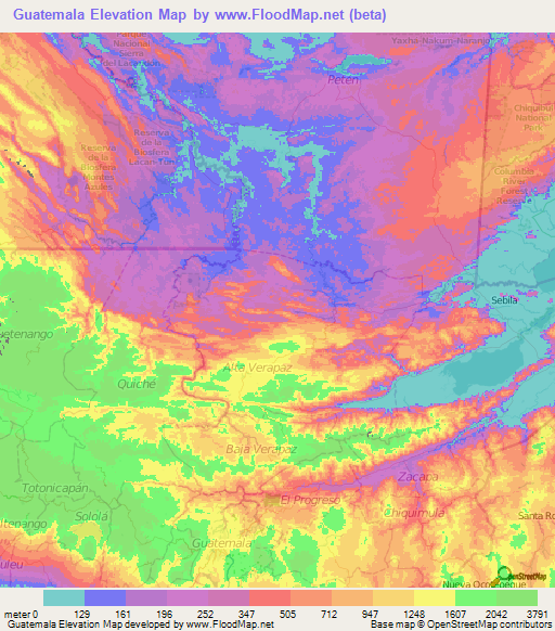 Guatemala Elevation Map