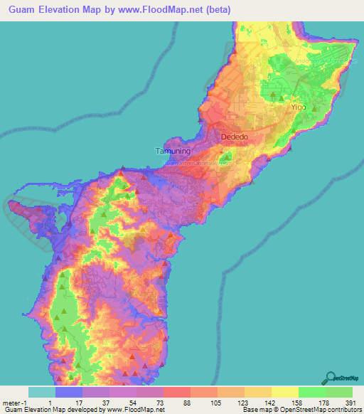 Guam Elevation Map