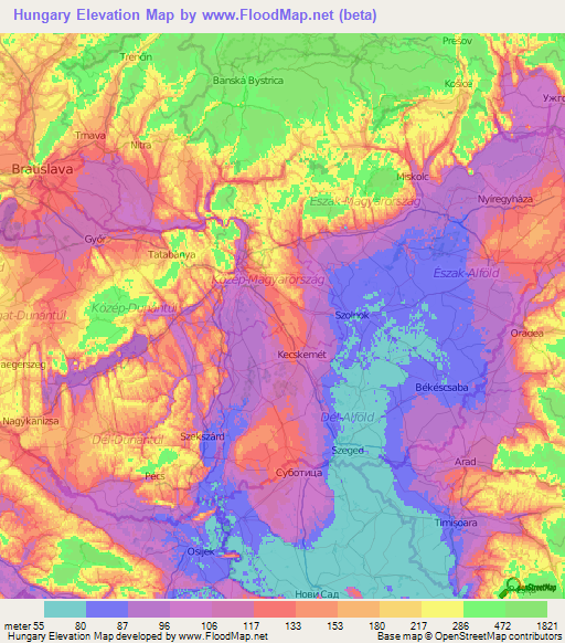 Hungary Elevation Map
