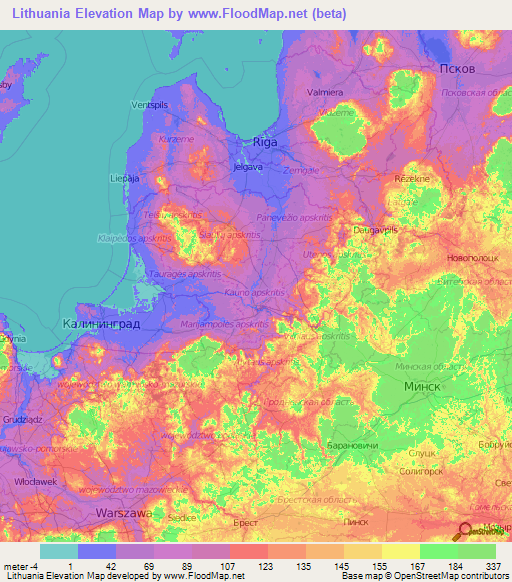 Lithuania Elevation Map