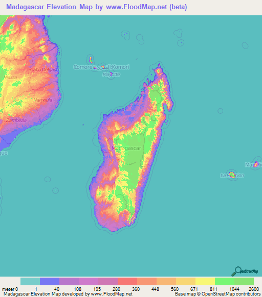 Madagascar Elevation Map