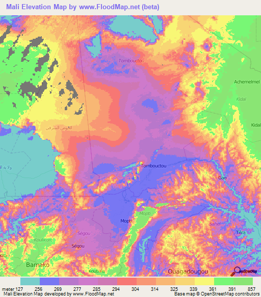 Mali Elevation Map