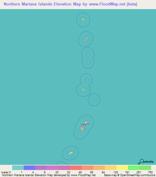 Northern Mariana Islands Elevation Map