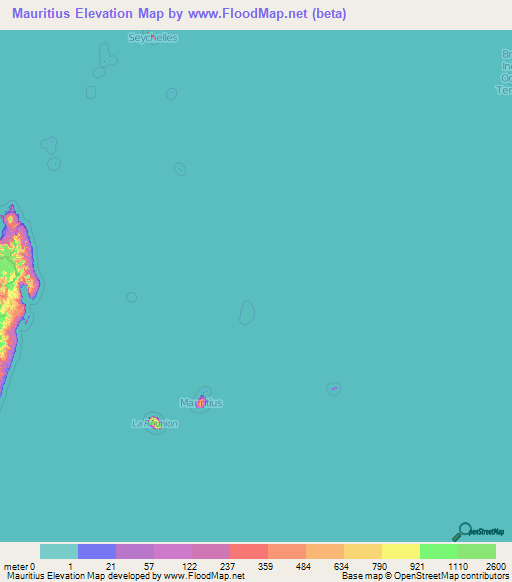 Mauritius Elevation Map