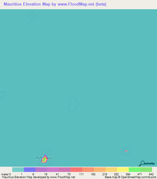 Mauritius Elevation Map