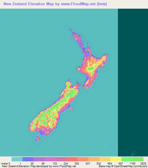 New Zealand Elevation Map