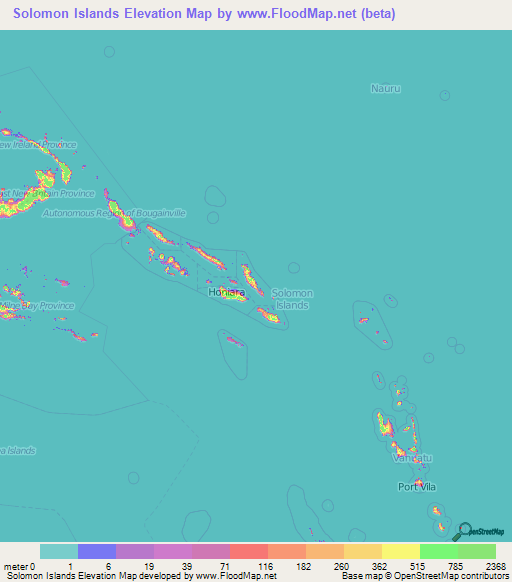 Solomon Islands Elevation Map