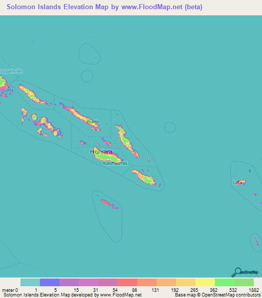 Solomon Islands Elevation Map