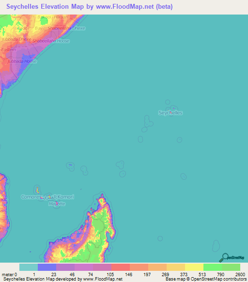 Seychelles Elevation Map
