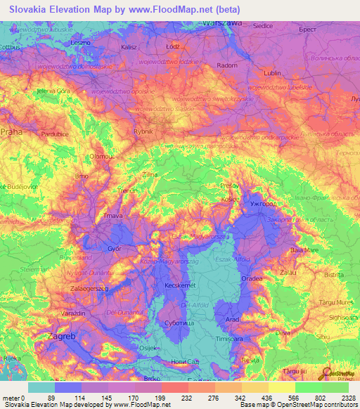 Slovakia Elevation Map