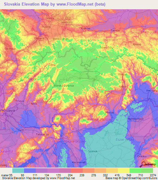 Slovakia Elevation Map