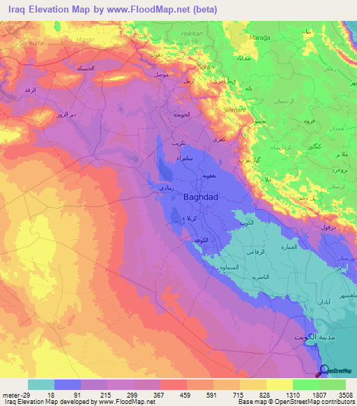 Iraq Elevation Map