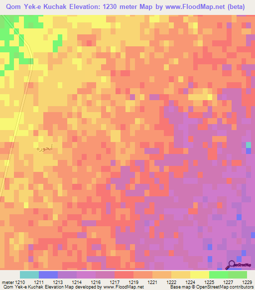 Qom Yek-e Kuchak,Iran Elevation Map