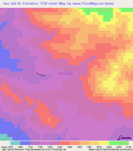 Qez Qal`eh,Iran Elevation Map