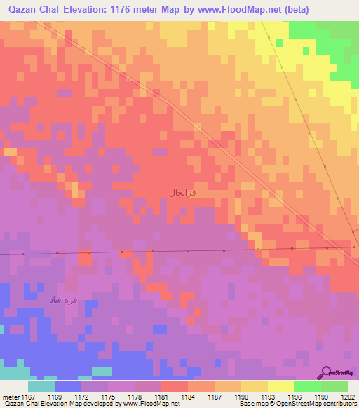 Qazan Chal,Iran Elevation Map