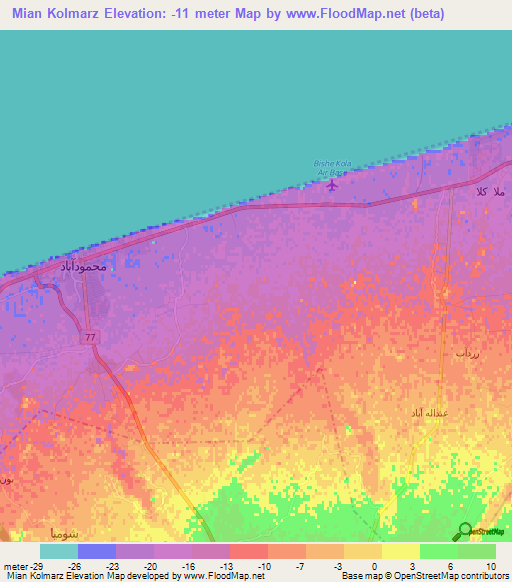 Mian Kolmarz,Iran Elevation Map
