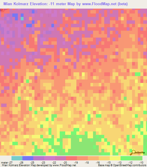 Mian Kolmarz,Iran Elevation Map