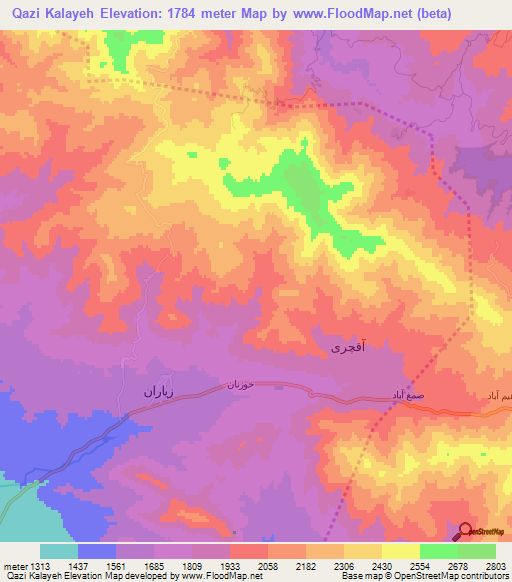 Qazi Kalayeh,Iran Elevation Map